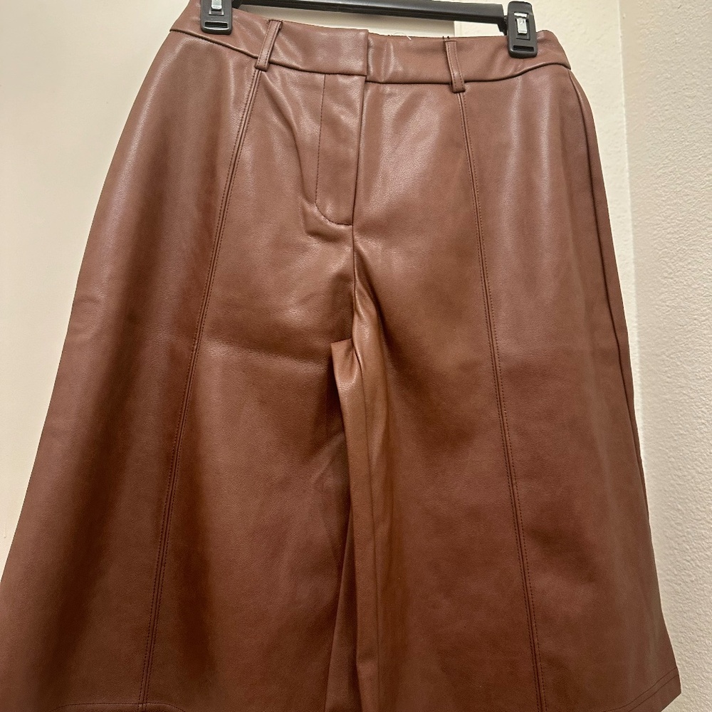 Anthropologie Brown Faux Leather Bermuda Shorts size XS; NWT